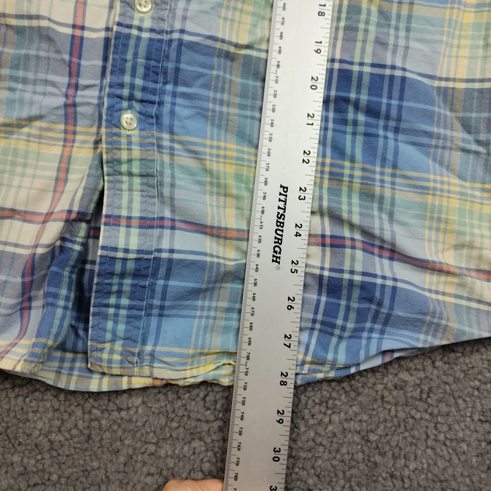Ralph Lauren Plaid Button Down Shirt XL Blue Green Yellow Long Sleeve Flesh Pony